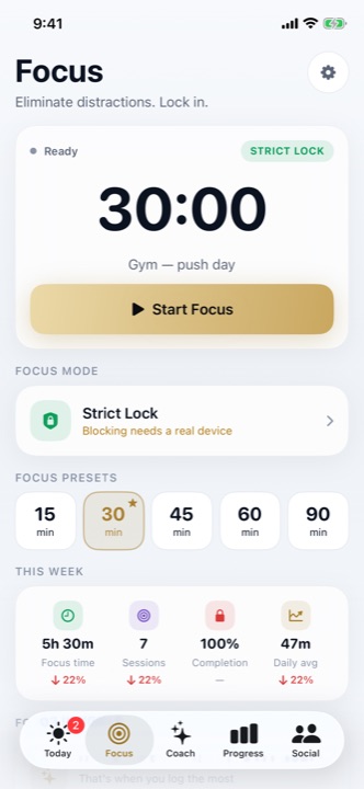 Peak Focus screen